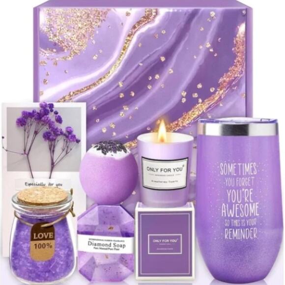 Pampering Lavender You Are Awesome 6 Pc Boxed Gift Set & Insulated Tumbler NEW - Picture 2 of 3